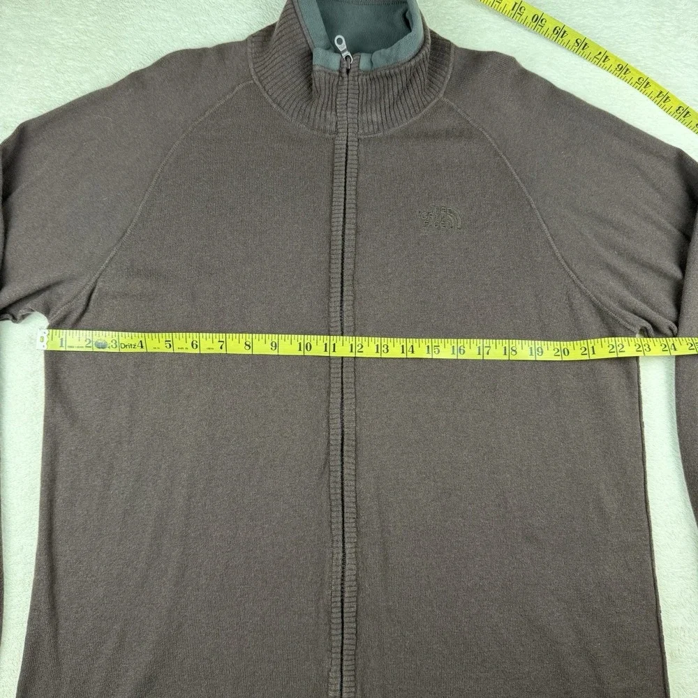 The North Face Men's‎ Sweater Brown Mock Neck Cotton Wool Blend Full Zip Large